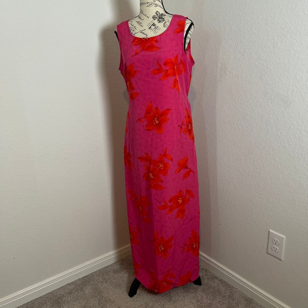 Kathie Lee Collection Maxi Dress Floral Sleeveless‎ Casual Pink 8 Bohemian